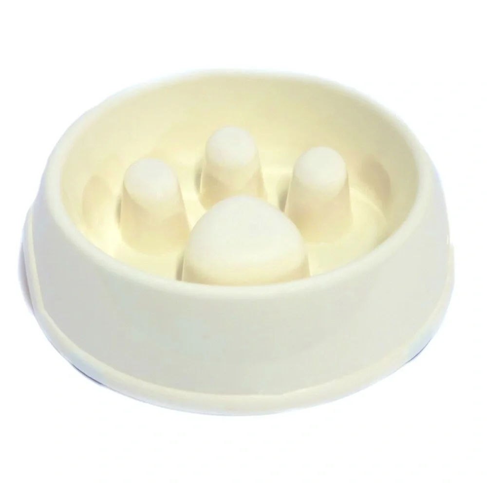 NEW 9” Slow Feeder Dog Bowl 2 Cup Capacity Cream, 2 Bowls